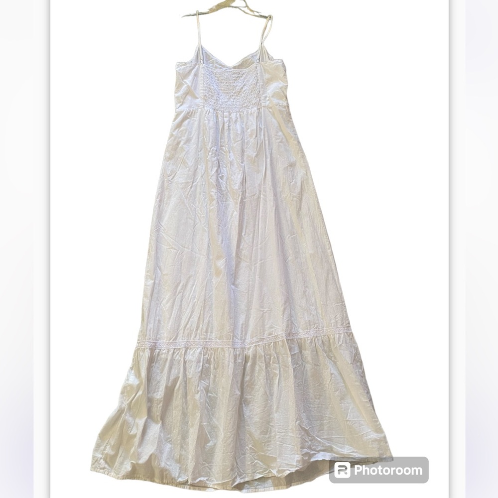Nordstrom White Poplin Tiered Comfy Cotton Summer Dress with Adjustable Straps … - Picture 7 of 14